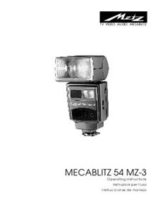 Metz 54 MZ 3 manual. Camera Instructions.